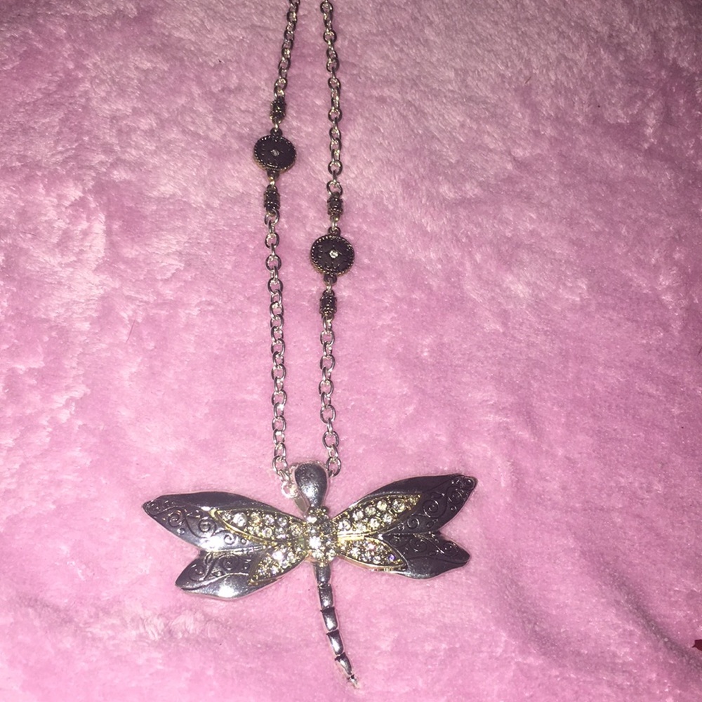 Dragon fly silver necklace